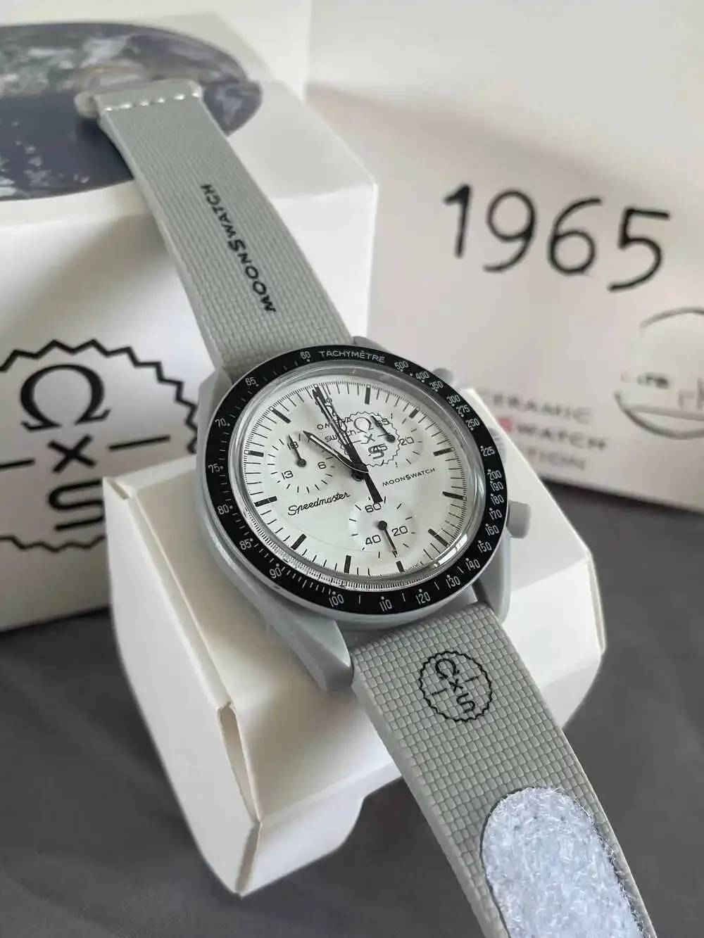 NWOT SWATCH x OMEGA Men's MoonSwatch Mission to Moon Grey White Quartz Watch